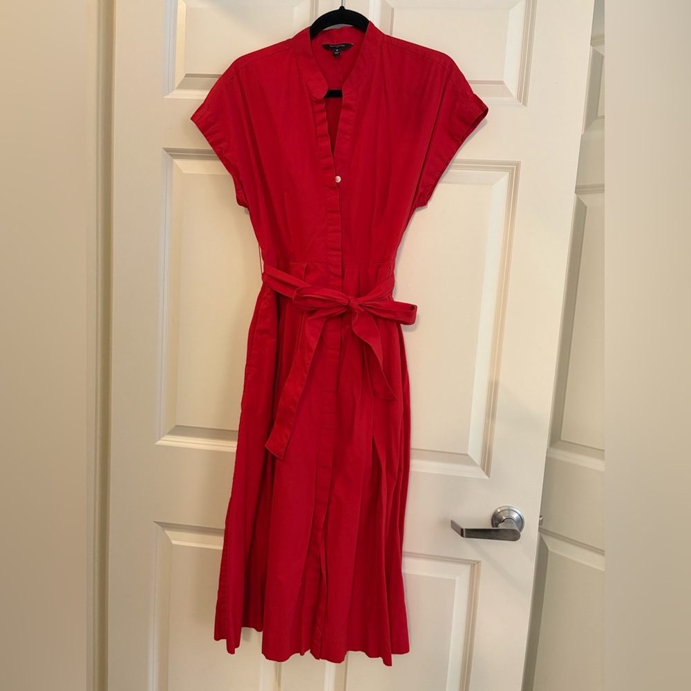 Elegant Red Button-Down Dress
